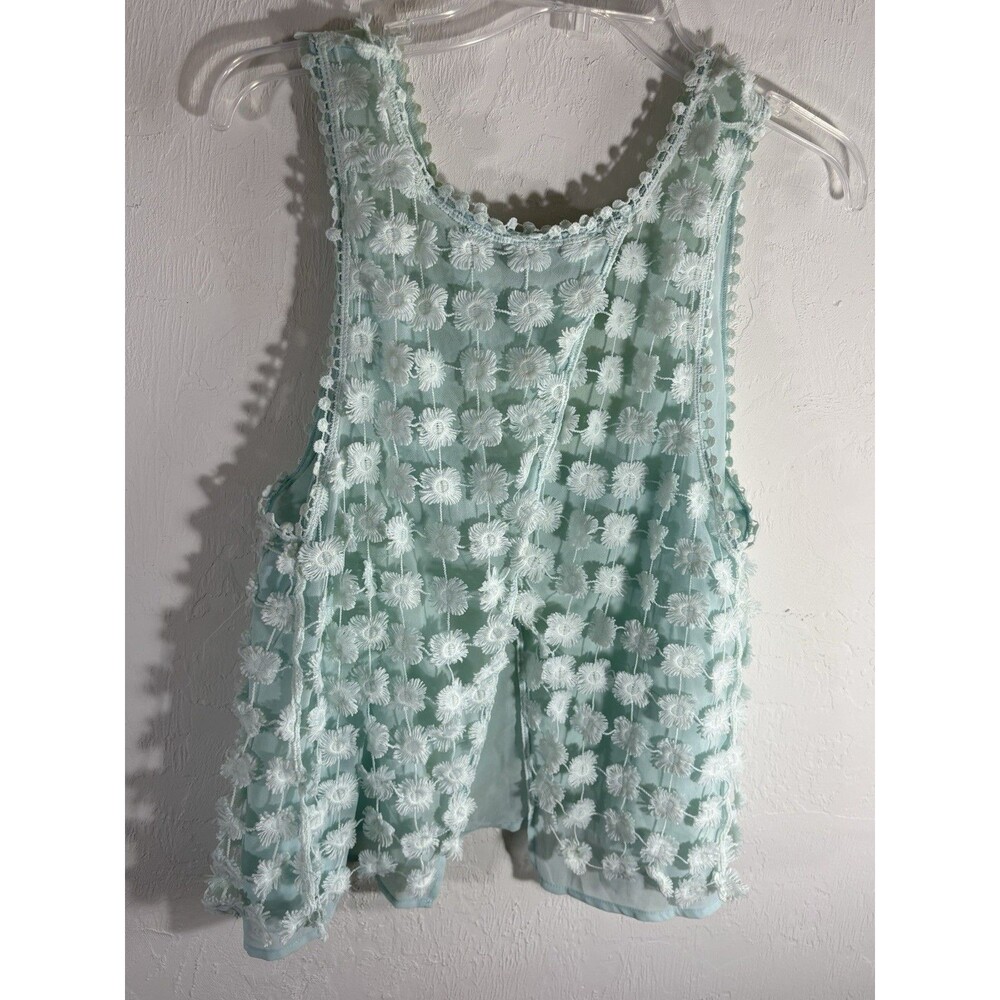 Fashion On Earth Women’s Aquamarine Floating Daisy Lined Top Scissor Open Back